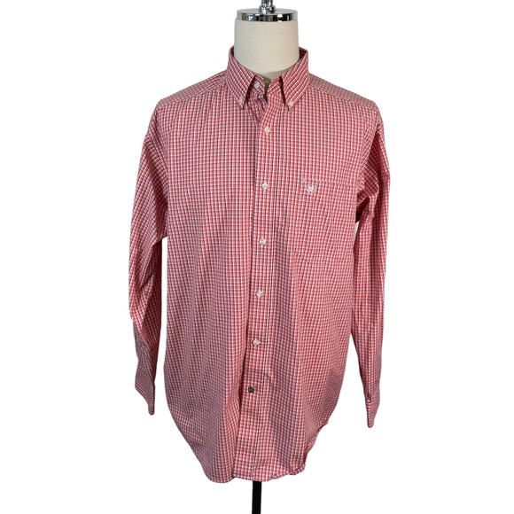 Ariat Shirts Ariat Pro Series Mens Xl Pink Plaid Button Down Collar